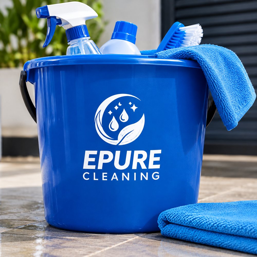 Seau EPURE Cleaning avec produits et matériel de nettoyage